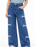 Wide-Leg Bow Jeans