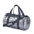 Silver Metallic Puffer Duffel Bag