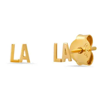 Gold City Initial Stud Earrings