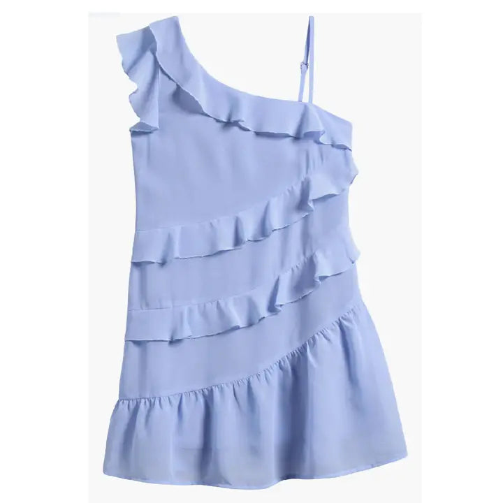 One-Shoulder Tiered Ruffle Mini Dress