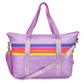 Rainbow Stripe Puffy Tote Bag